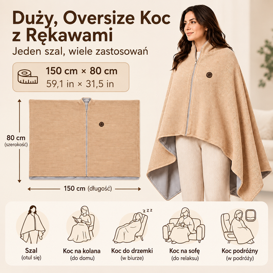 Podgrzewana Kocobluza USB – Puszysty Koc z Ogrzewaniem